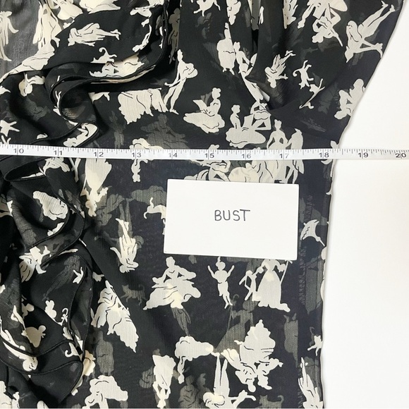 Anthropologie HD in Paris Ruffled Blouse 2 black white toile button down top - Picture 9 of 11